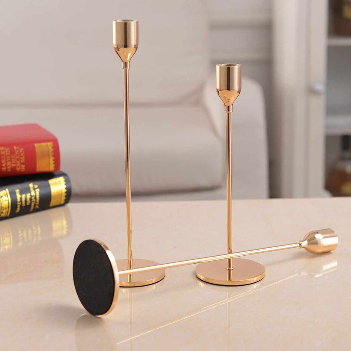 Set of 3 Golden French Metal Candle Holders - Vine Shape
