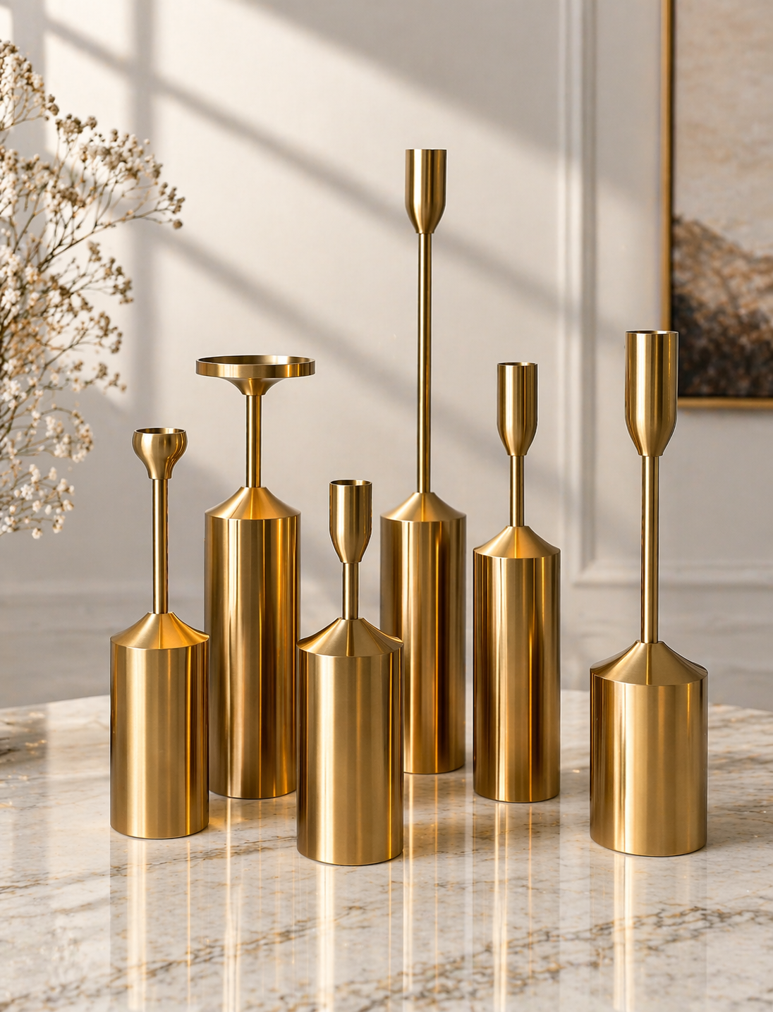 Luxury Gold Metal Candle Holder - Set of 6