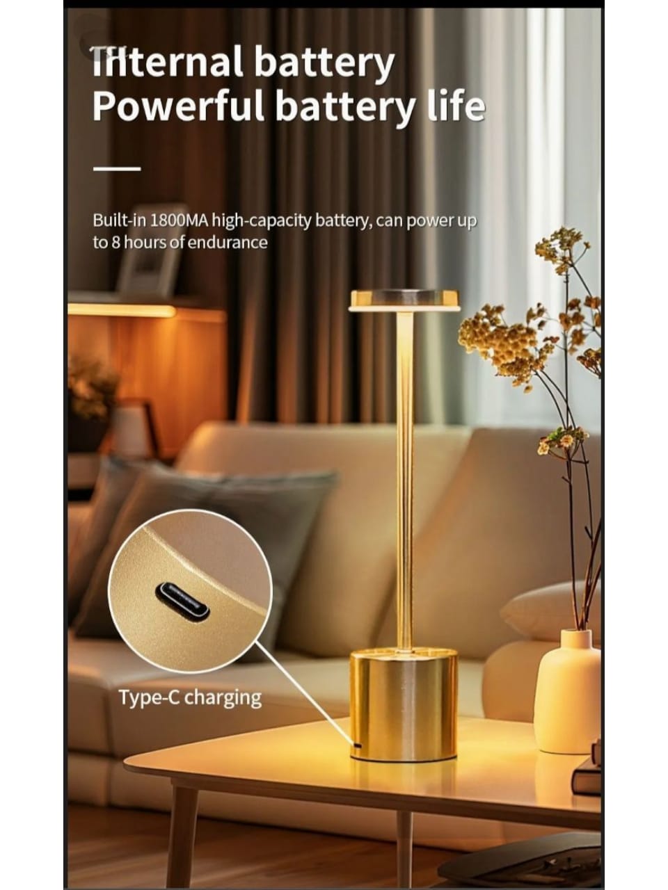 Cordless Metal LED Lamp - Rechargeable