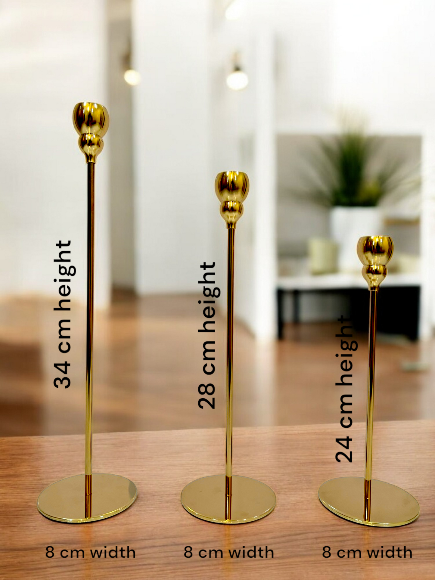 Set of 3 Round Golden French Metal Candle Holders