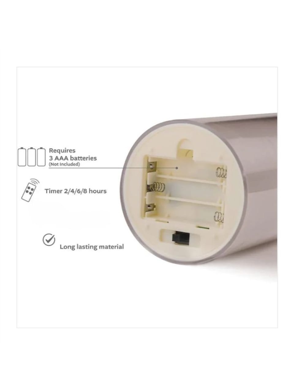 Acrylic Glass Moving Flame Pillar Candle - Set of 3