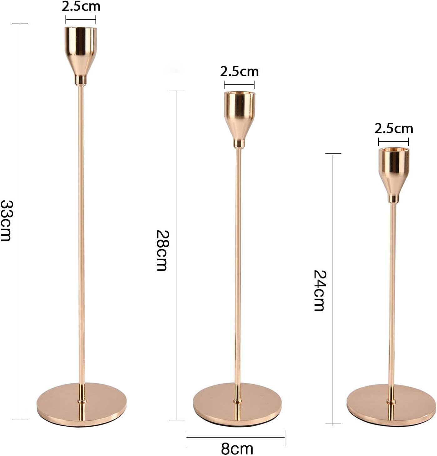 Set of 3 Golden French Metal Candle Holders - Vine Shape