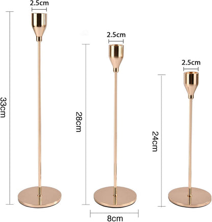 Set of 3 Golden French Metal Candle Holders - Vine Shape